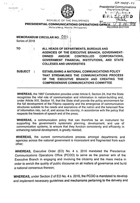 National Headquarters: Memorandum Circular NO. .